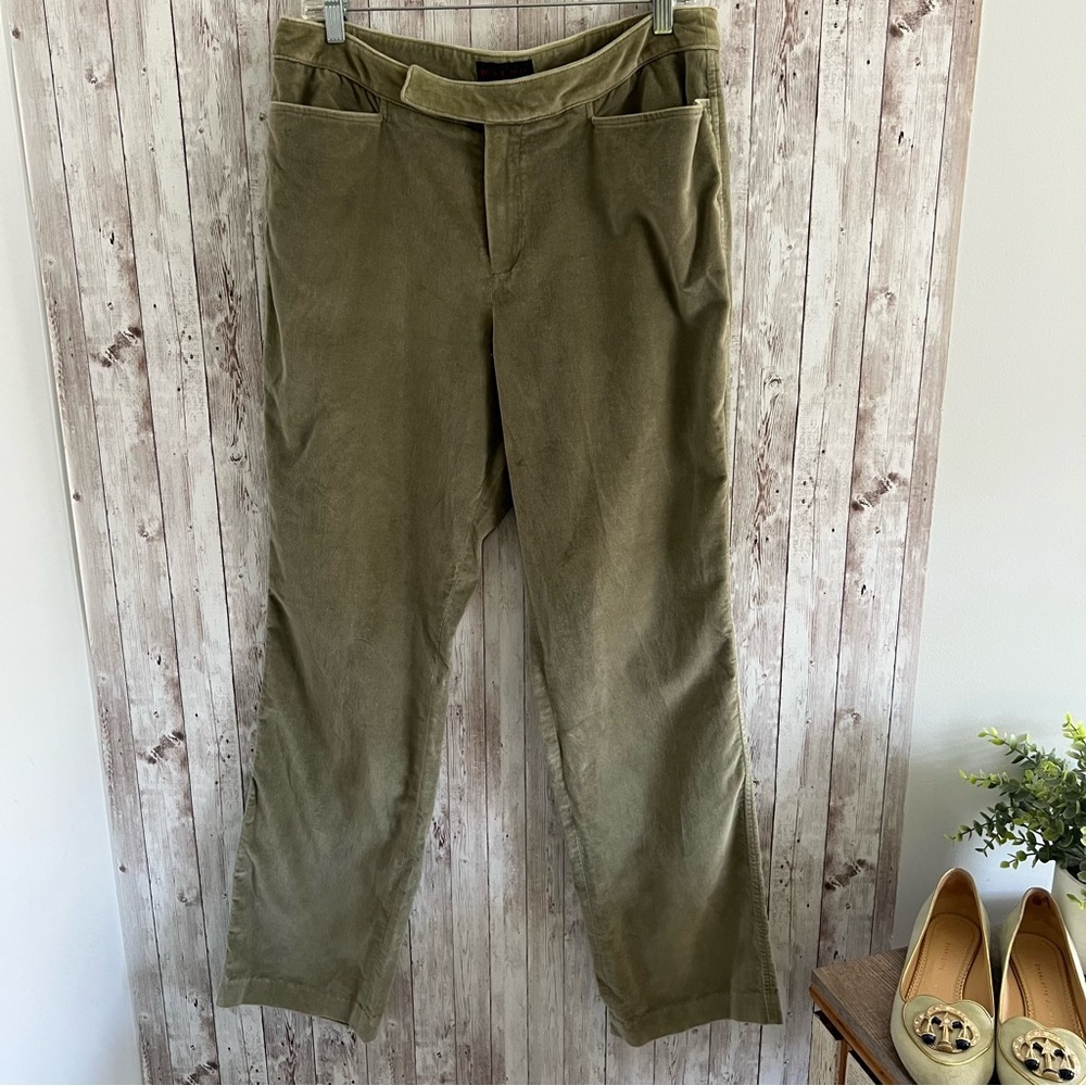 Ralph Lauren Sage Green Velvet Straight Leg Pants Women’s Size 14